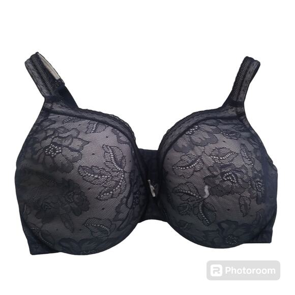 Cacique Other - Cacique Full Coverage Lightly Lined Bra Women Navy Blue Lace Size 40 DDD